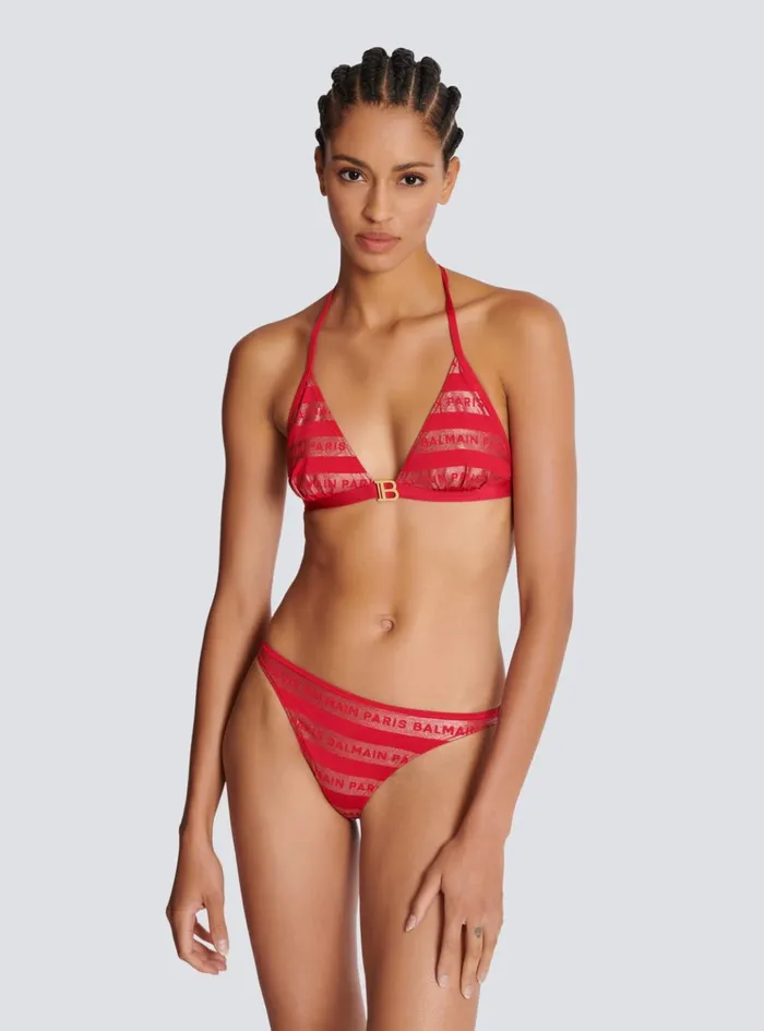 Paris Triangle Bikini Red Women Balmain Swimwear