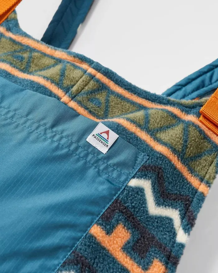 Passenger Clothing Ace Recycled Polar Fleece Dungarees Retro Geo Mediterranean Women Dungarees and Trousers
