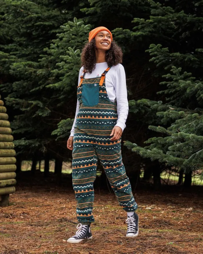 Passenger Clothing Ace Recycled Polar Fleece Dungarees Retro Geo Mediterranean Women Dungarees and Trousers