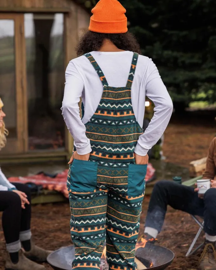 Passenger Clothing Ace Recycled Polar Fleece Dungarees Retro Geo Mediterranean Women Dungarees and Trousers