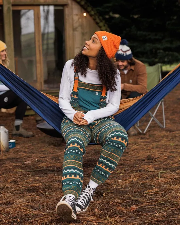 Passenger Clothing Ace Recycled Polar Fleece Dungarees Retro Geo Mediterranean Women Dungarees and Trousers