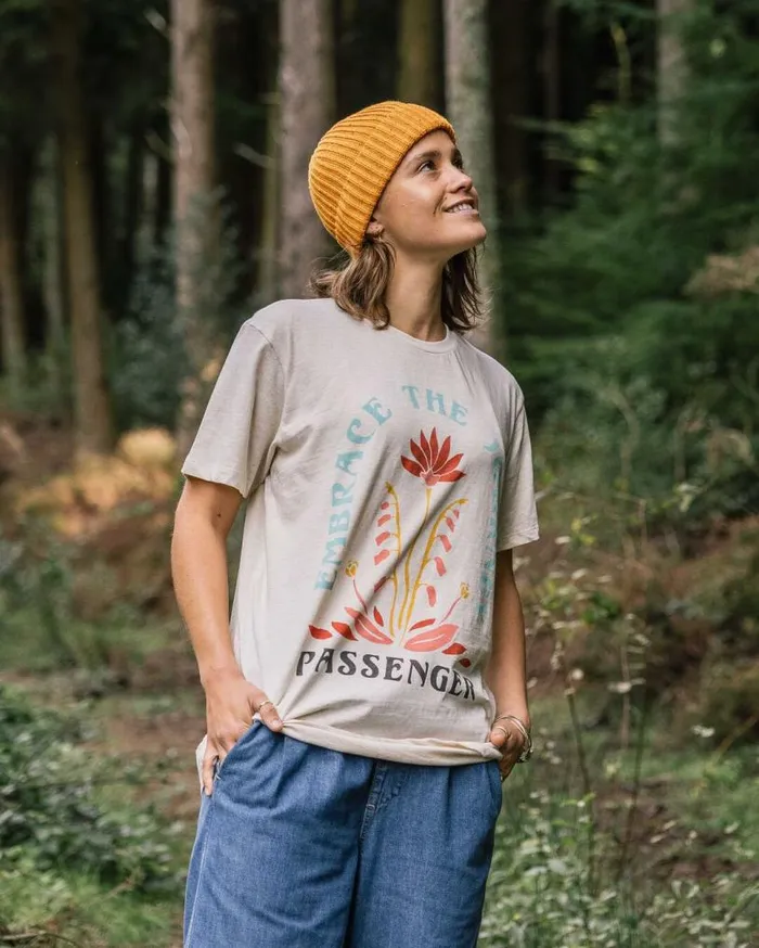 Passenger Clothing Bud Recycled Cotton Oversized TShirt Milky Marl Women Tops and TShirts