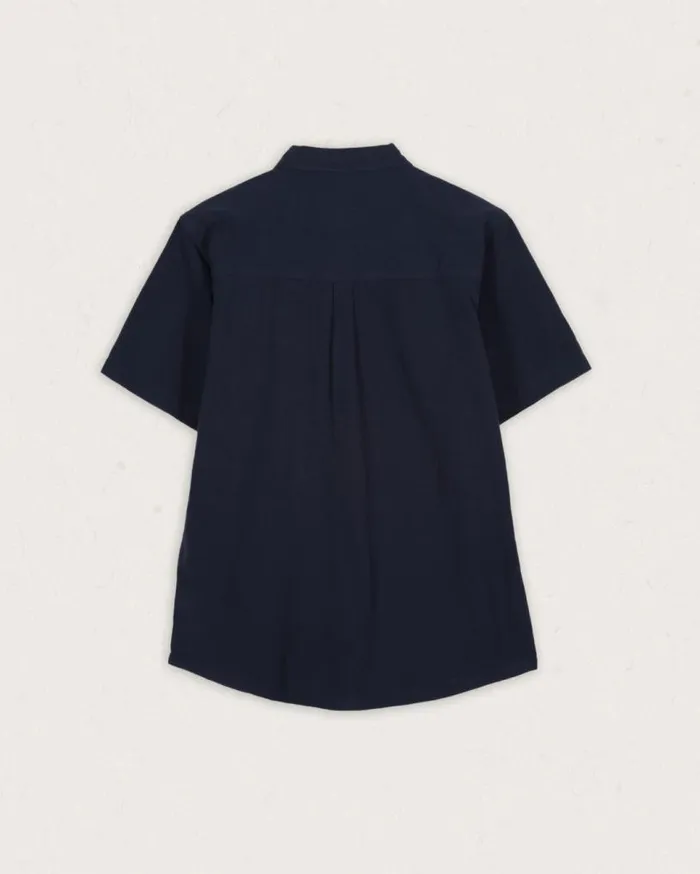 Passenger Clothing Chill Textured Short Sleeve Shirt Deep Navy Men Shirts