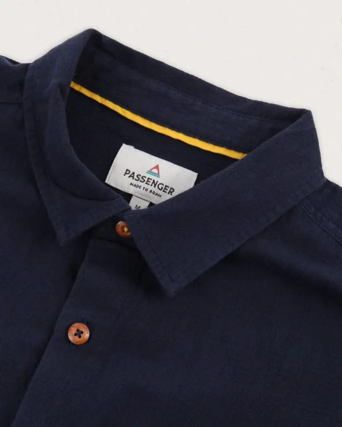 Passenger Clothing Chill Textured Short Sleeve Shirt Deep Navy Men Shirts