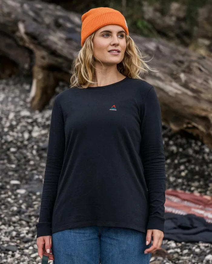 Passenger Clothing Classic Recycled Cotton LS TShirt Black Women Tops and TShirts