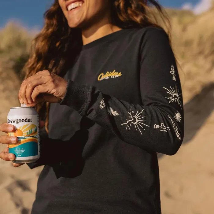 Passenger Clothing Dawn Recycled Cotton LS TShirt Black Women Tops and TShirts