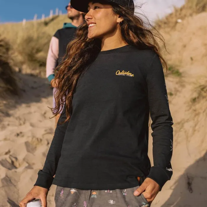 Passenger Clothing Dawn Recycled Cotton LS TShirt Black Women Tops and TShirts