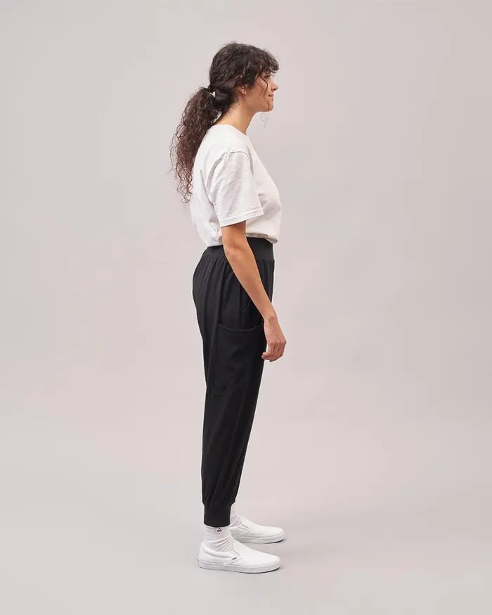 Passenger Clothing Day Dream Recycled Cotton Trouser Black Women Dungarees and Trousers