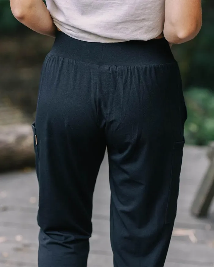 Passenger Clothing Day Dream Recycled Cotton Trouser Black Women Dungarees and Trousers