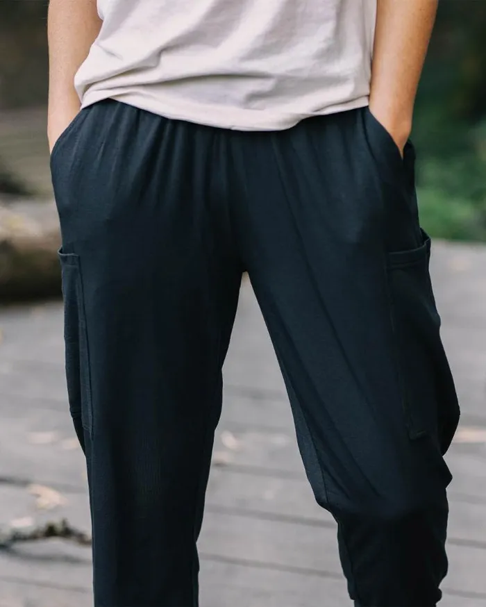 Passenger Clothing Day Dream Recycled Cotton Trouser Black Women Dungarees and Trousers