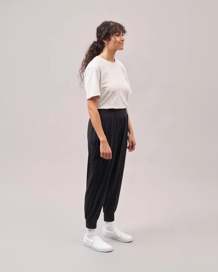 Passenger Clothing Day Dream Recycled Cotton Trouser Black Women Dungarees and Trousers