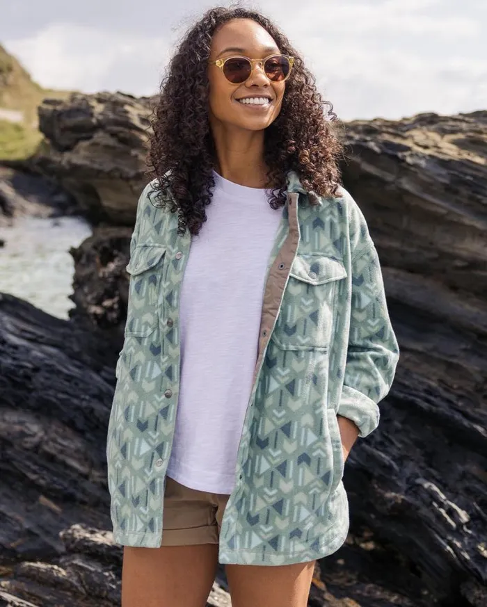 Passenger Clothing East Recycled Polar Fleece Shirt Pistachio Ore Pattern Women Shirts