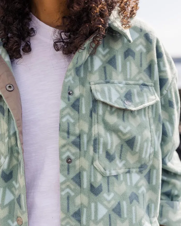 Passenger Clothing East Recycled Polar Fleece Shirt Pistachio Ore Pattern Women Shirts
