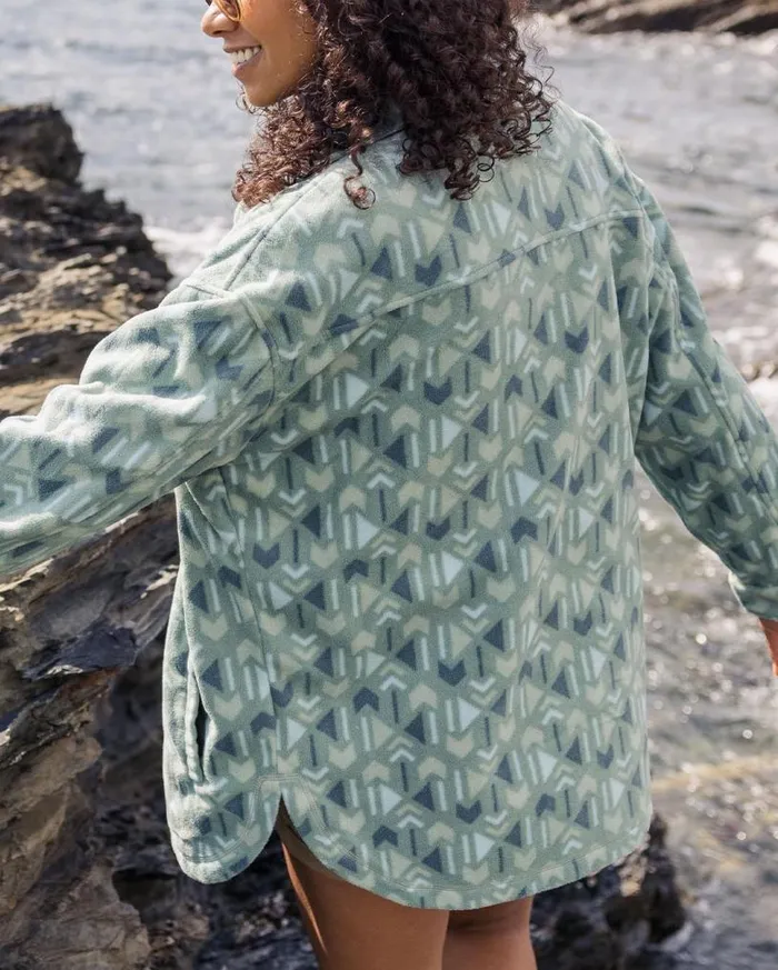 Passenger Clothing East Recycled Polar Fleece Shirt Pistachio Ore Pattern Women Shirts