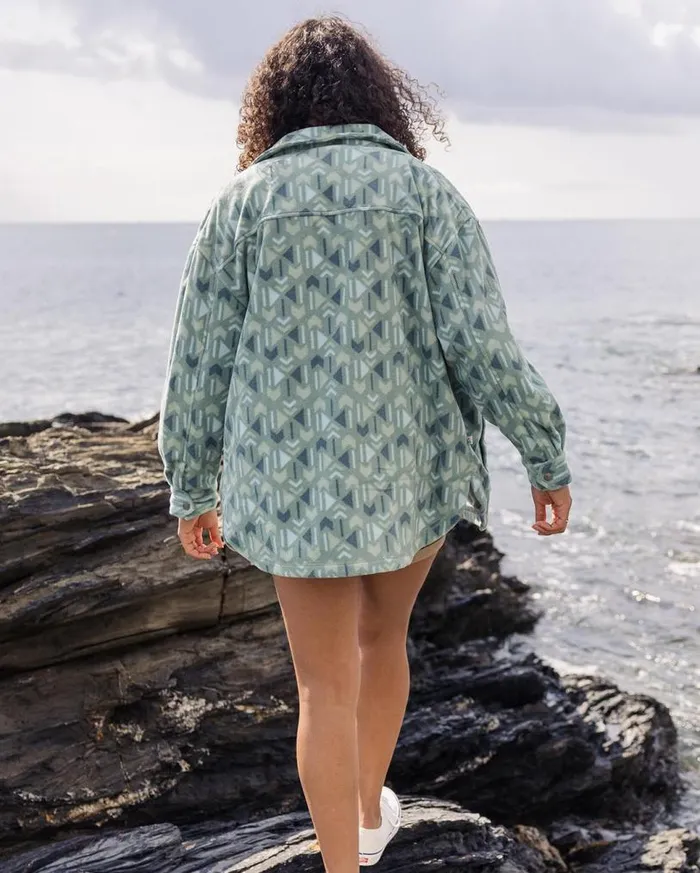 Passenger Clothing East Recycled Polar Fleece Shirt Pistachio Ore Pattern Women Shirts