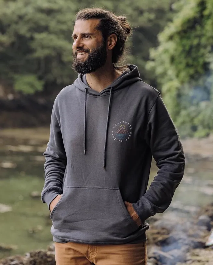 Passenger Clothing Escapism Recycled Cotton Hoodie Faded Black Men Hoodies and Sweatshirts