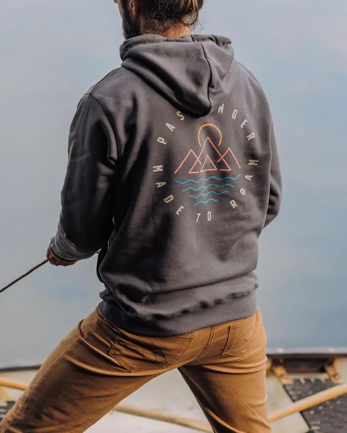 Passenger Clothing Escapism Recycled Cotton Hoodie Faded Black Men Hoodies and Sweatshirts