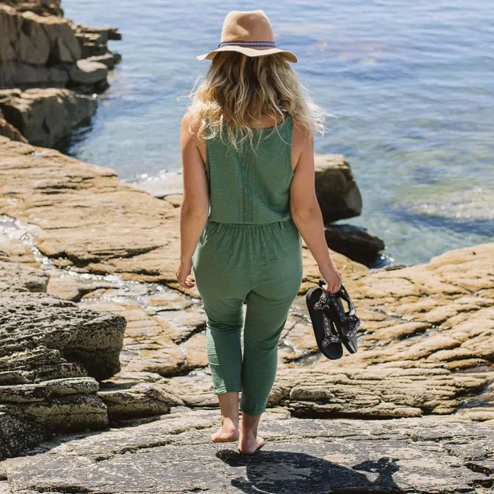 Passenger Clothing Eva Recycled Cotton Jumpsuit Dark Ivy Women Dungarees and Trousers