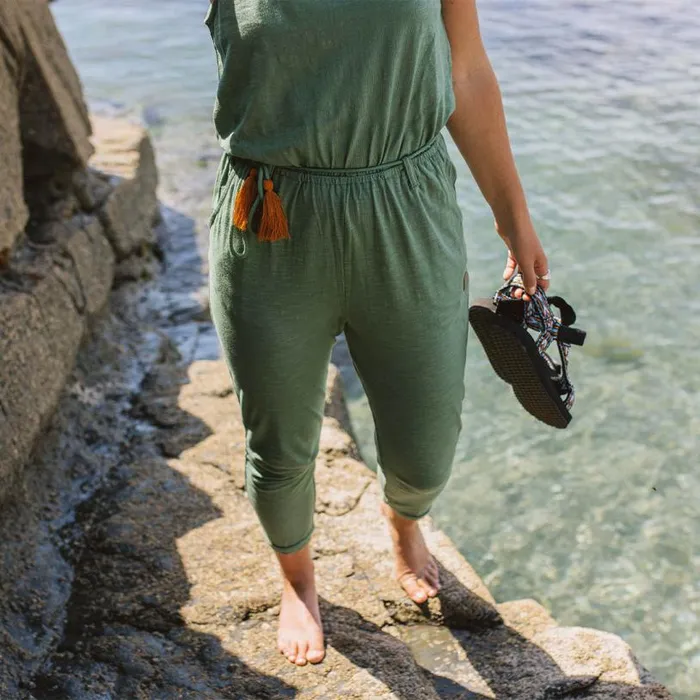 Passenger Clothing Eva Recycled Cotton Jumpsuit Dark Ivy Women Dungarees and Trousers
