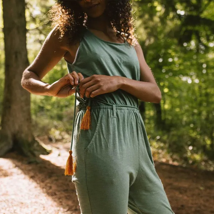 Passenger Clothing Eva Recycled Cotton Jumpsuit Dark Ivy Women Dungarees and Trousers