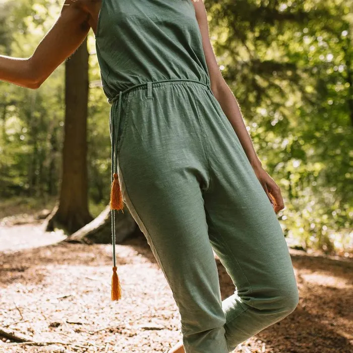 Passenger Clothing Eva Recycled Cotton Jumpsuit Dark Ivy Women Dungarees and Trousers