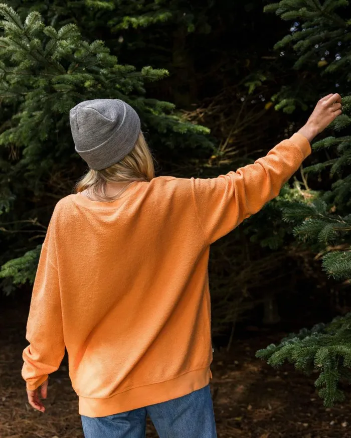 Passenger Clothing Fauna Organic Cotton Textured Sweatshirt Apricot Women Hoodies and Sweatshirts