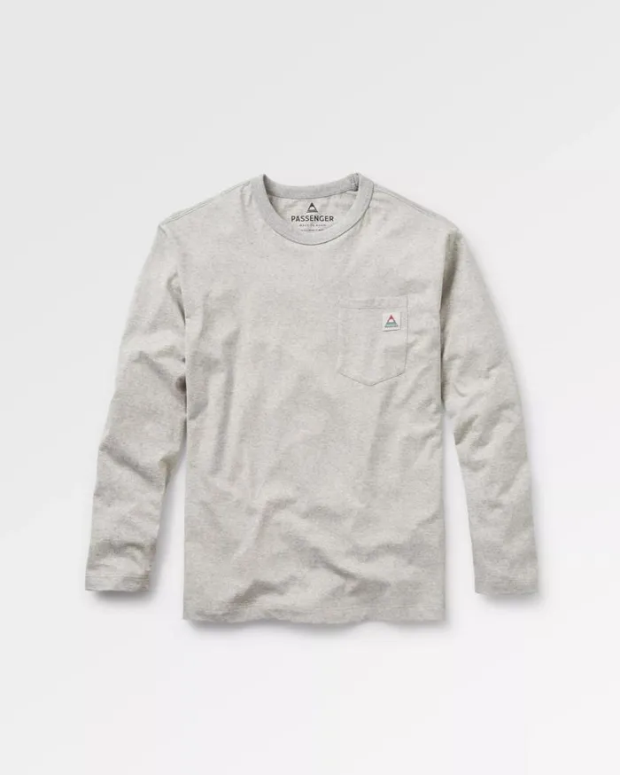 Passenger Clothing Heritage Recycled Relaxed Fit LS TShirt Grey Marl Men TShirts and Vests