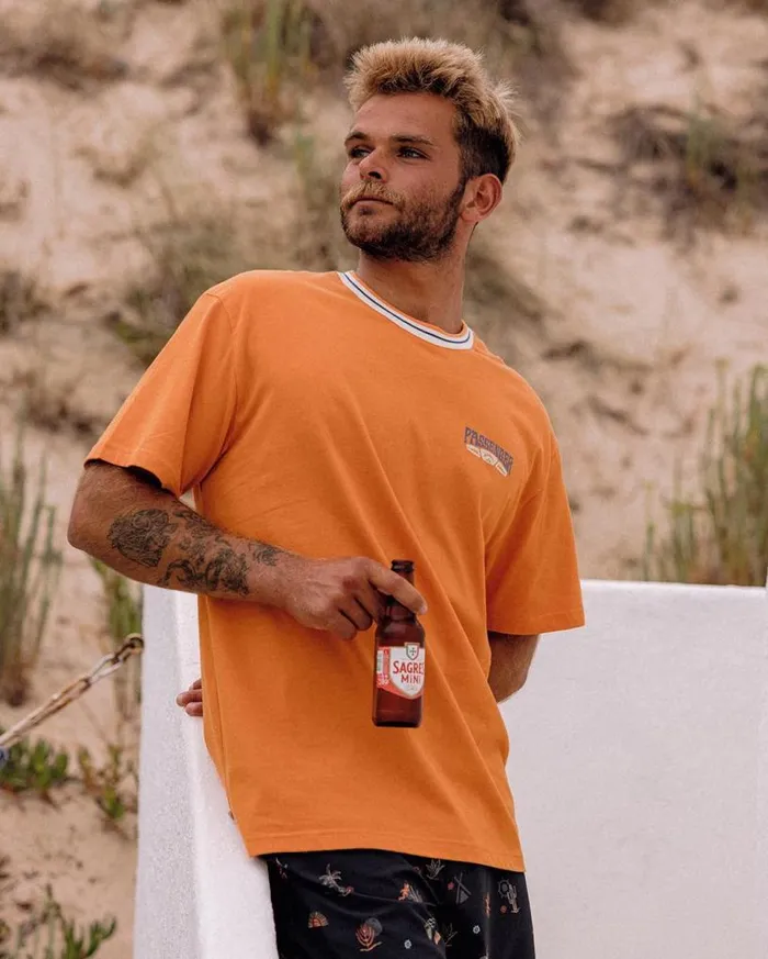 Passenger Clothing Lauca Recycled Relaxed Fit TShirt Tangerine Men TShirts and Vests