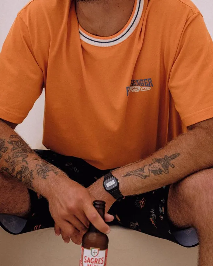 Passenger Clothing Lauca Recycled Relaxed Fit TShirt Tangerine Men TShirts and Vests