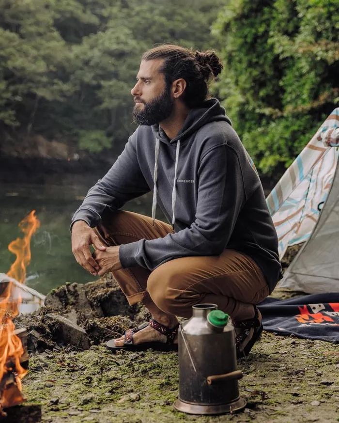 Passenger Clothing Made To Roam Recycled Hoodie Faded Black Men Hoodies and Sweatshirts