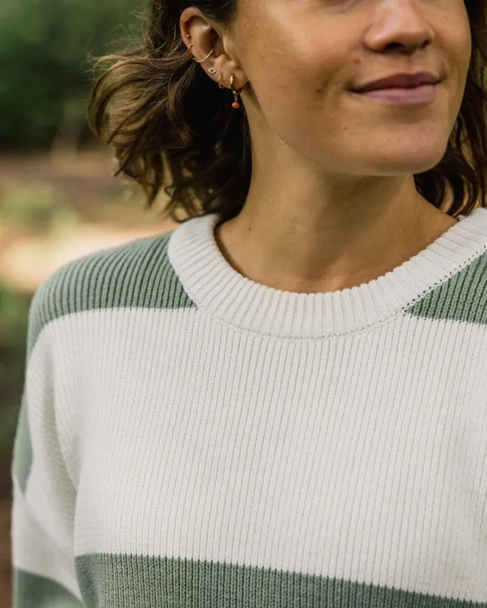 Passenger Clothing Moments Organic Oversized Knitted Jumper Pistachio Stripe Women Knitwear