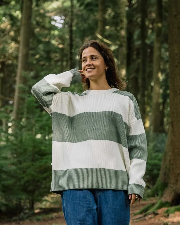 Passenger Clothing Moments Organic Oversized Knitted Jumper Pistachio Stripe Women Knitwear