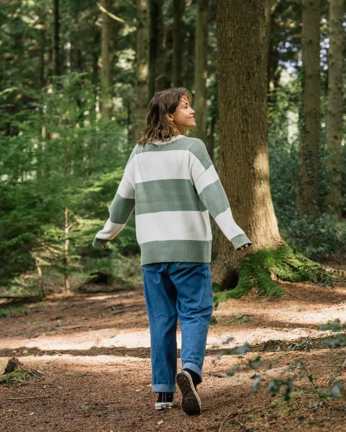 Passenger Clothing Moments Organic Oversized Knitted Jumper Pistachio Stripe Women Knitwear