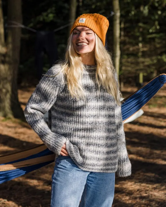 Passenger Clothing Mountainside Mock Neck Recycled Knitted Jumper Multi Grey Women Knitwear