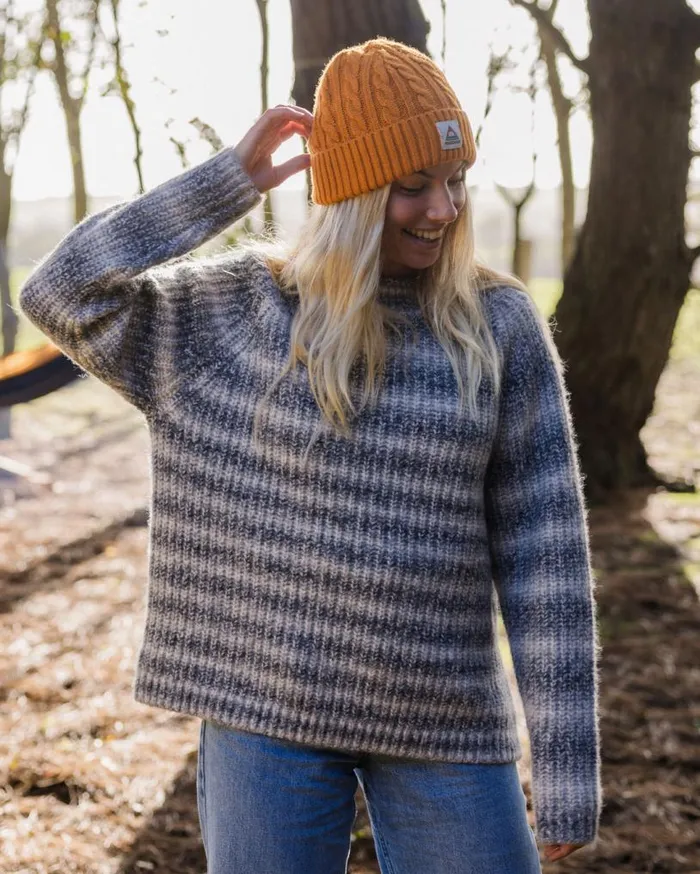 Passenger Clothing Mountainside Mock Neck Recycled Knitted Jumper Multi Grey Women Knitwear