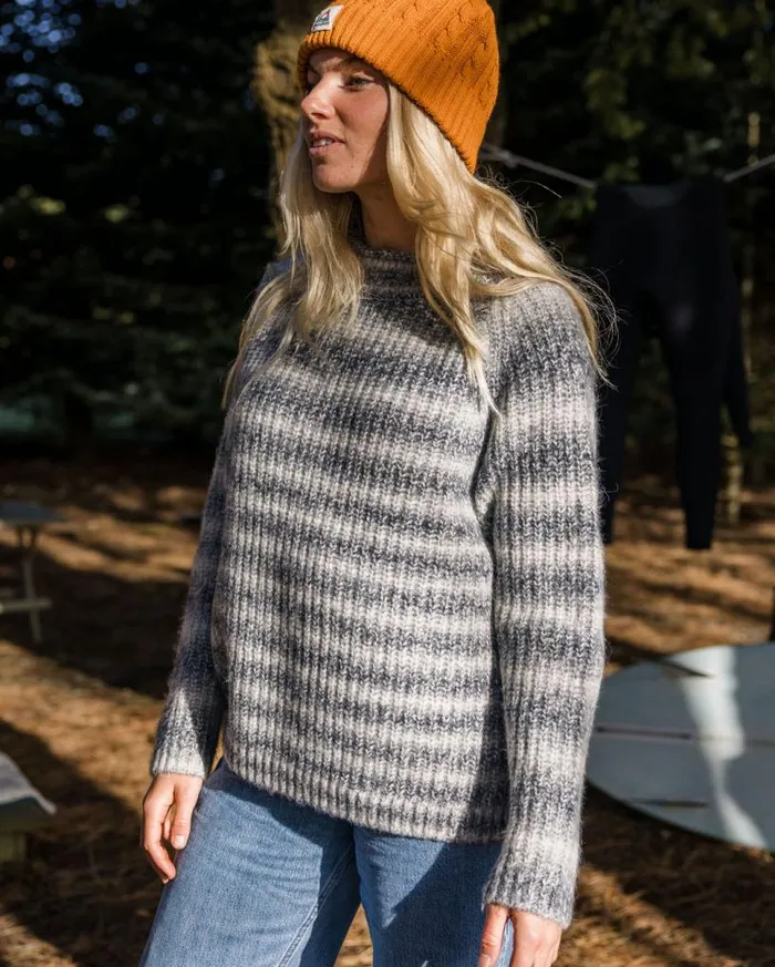 Passenger Clothing Mountainside Mock Neck Recycled Knitted Jumper Multi Grey Women Knitwear