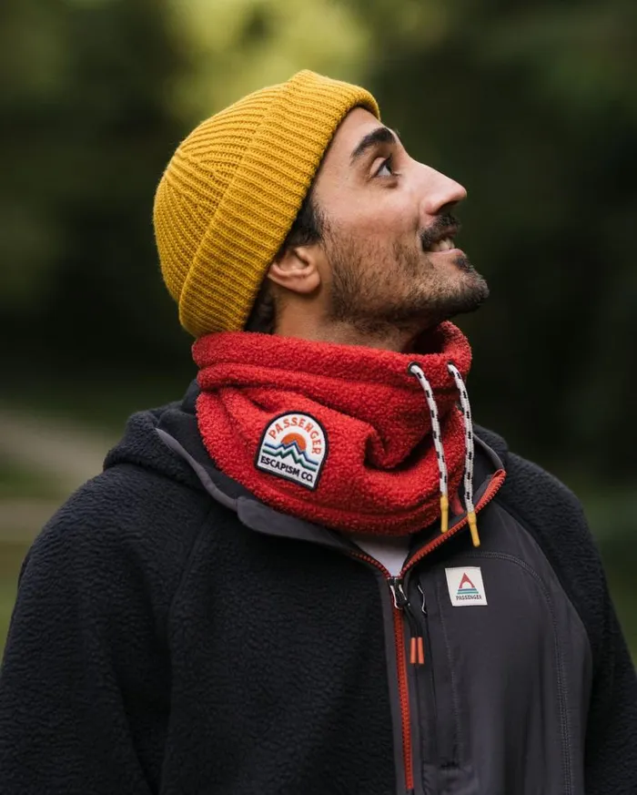 Passenger Clothing Mulled Recycled Sherpa Fleece Snood Cardinal WomenMen Scarves and Neckwear