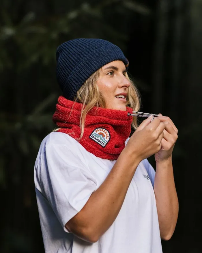 Passenger Clothing Mulled Recycled Sherpa Fleece Snood Cardinal WomenMen Scarves and Neckwear