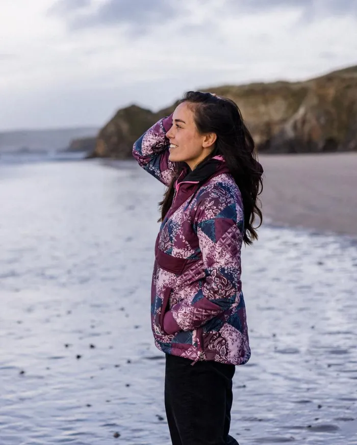 Passenger Clothing Ocean Recycled Insulated 12 Zip Jacket Boho Broken Patchwork Wine Women Jackets