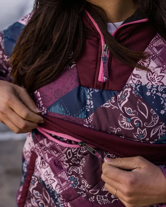 Passenger Clothing Ocean Recycled Insulated 12 Zip Jacket Boho Broken Patchwork Wine Women Jackets