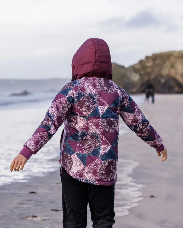 Passenger Clothing Ocean Recycled Insulated 12 Zip Jacket Boho Broken Patchwork Wine Women Jackets