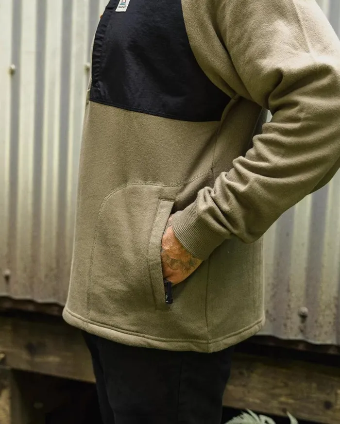 Passenger Clothing Offgrid 14 Zip Recycled Cotton Sweatshirt Dusty Olive Men Hoodies and Sweatshirts