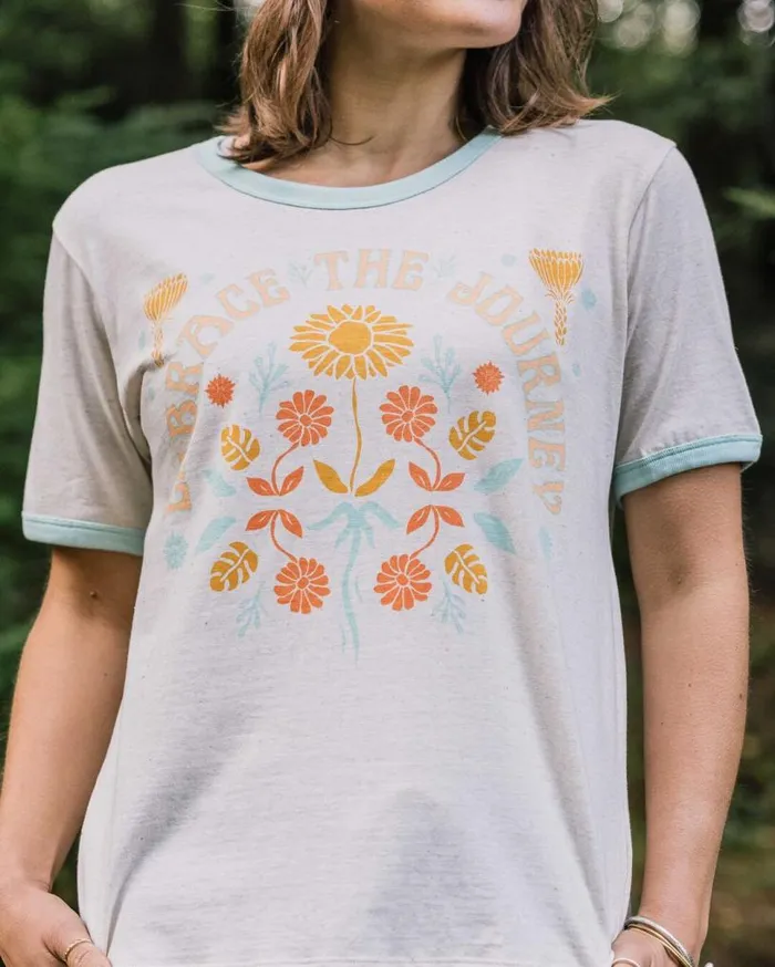 Passenger Clothing Rio Ringer Recycled Cotton TShirt Milky Marl Women Tops and TShirts
