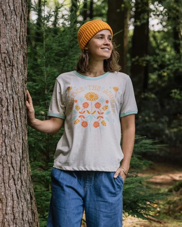 Passenger Clothing Rio Ringer Recycled Cotton TShirt Milky Marl Women Tops and TShirts