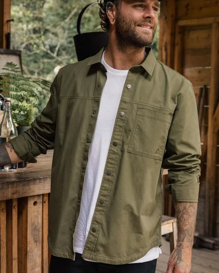 Passenger Clothing Way Organic Cotton Ripstop Shirt Khaki Men Shirts