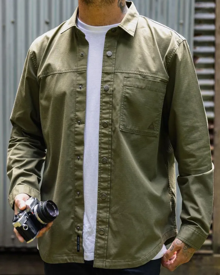Passenger Clothing Way Organic Cotton Ripstop Shirt Khaki Men Shirts