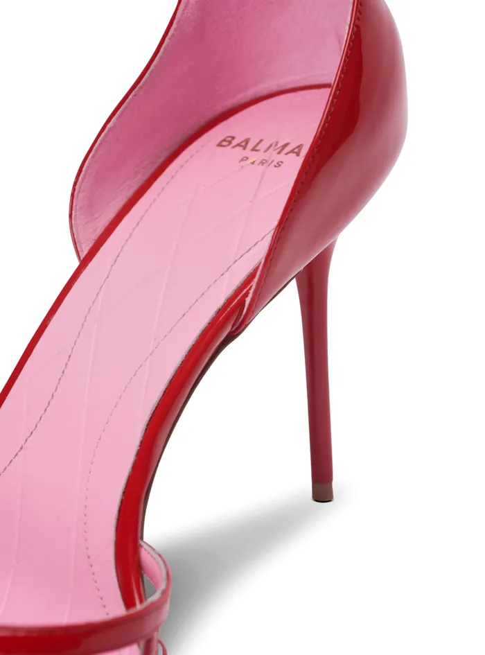 Patent Leather Uma Sandals With Openwork Diamond Red Women Balmain High Heels and Pumps
