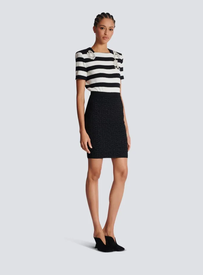 PB Labyrinth Knit Skirt Black Women Balmain Skirts