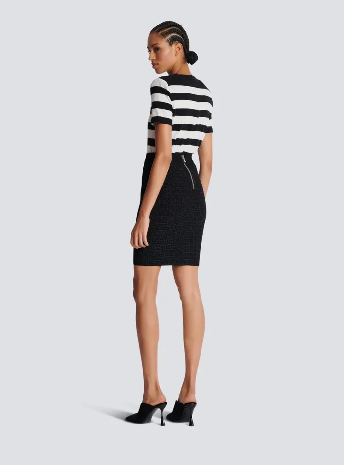 PB Labyrinth Knit Skirt Black Women Balmain Skirts
