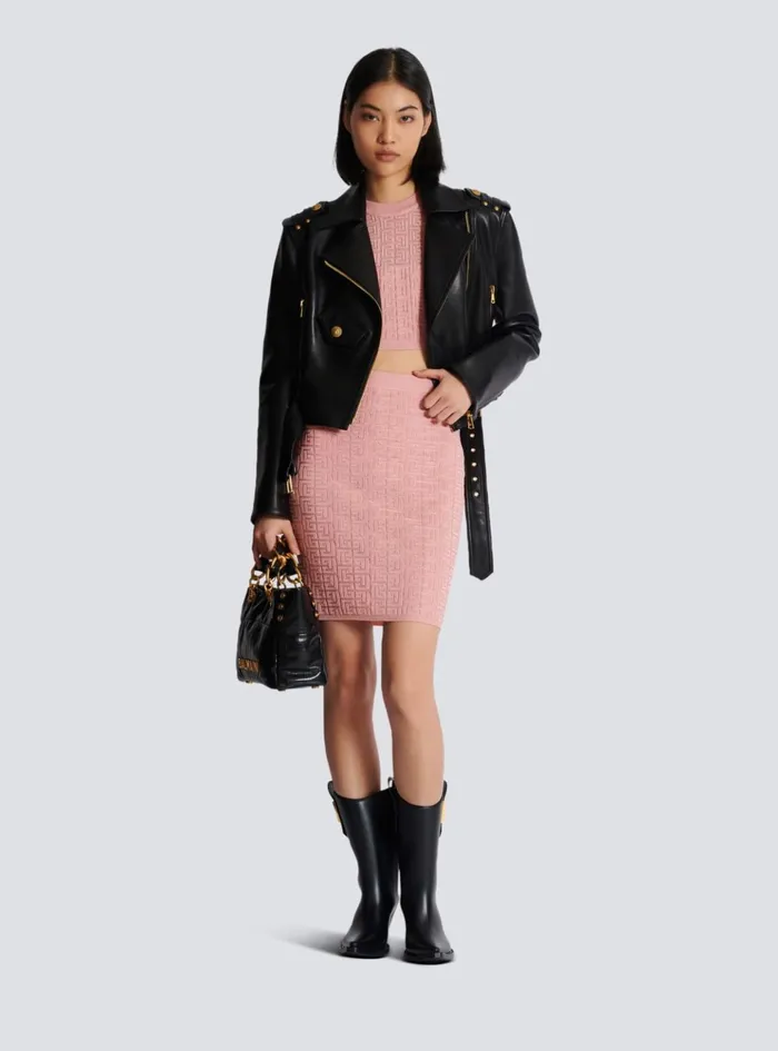 PB Labyrinth Knit Top Pink Women Balmain Tops And Shirts